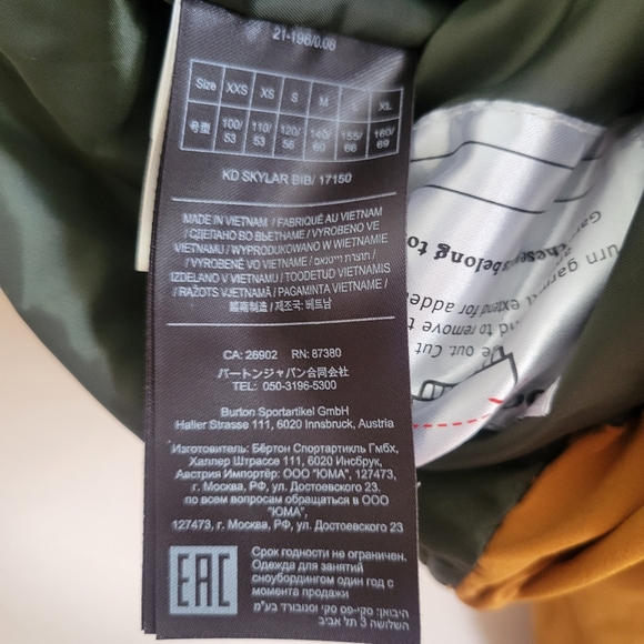 Burton Skylar Bib Pant Size L True Penny  Brown/Orange (12) - Picture 13 of 16